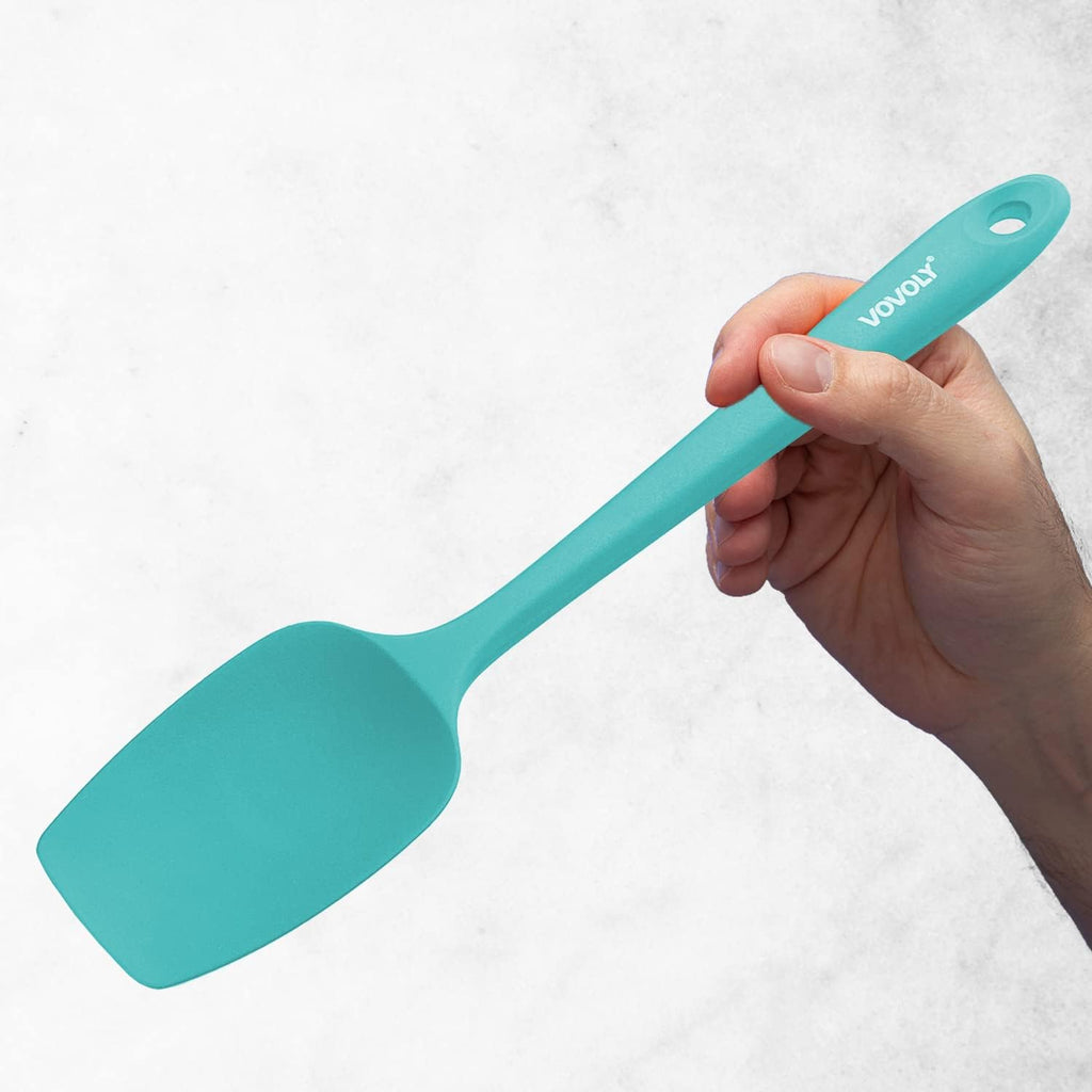 Silicone Spatula Set, High Heat Resistan Rubber Spoon Spatula, Non-Stick Spoonula with Seamless One Piece Design, Flexible Scrapers Baking Mixing Tool, 3 Pack, teal