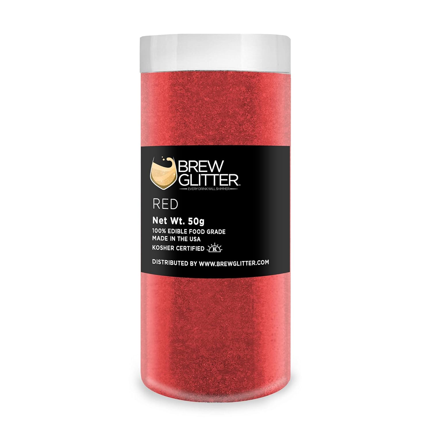 Red BREW GLITTER Edible Glitter For Drinks, Cocktails, Beer, Garnish Glitter & Beverages | KOSHER & HALAL Certified | 100% Edible & Food Grade | Vegan, Gluten, Nut Free (50g, Red)