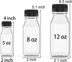 3 Pcs 12 oz Plastic Juice Bottle Reusable Transparent Bulk Beverage Containers with Black Lids for Juice, Drinking Milkshake Tea, Milk, Juicing Smoothie Water and Other Beverages, Fridge Storage