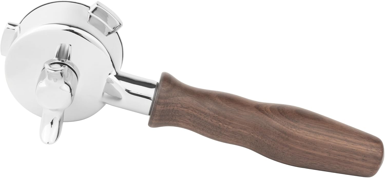 LILQ 54mm Spouted Portafilter Compatible with Breville Barista Express, Barista Pro, Bambino, and More – 18-20g basket included (Walnut, Double Spouts)