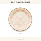 MACKENZIE-CHILDS Enamel Pie Plate, Ovenproof Pie Pan for Cooking and Serving, Pink-and-White Rosy Check