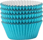 Standard Aqua Blue Foil Cupcake Liners Muffin Baking Cups for Party and More, 100-Count