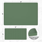 Rnivvi Silicone Coffee Mat, 16" x 24" Waterproof Raised Edge Coffee Bar Mats for Espresso Machine Station Accessories, Heat Resistant Detachable Dish Drying Pad for Kitchen Counter, Dish Rack, Green