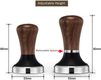 Diguo Elegance Wooden Coffee Tamper. Flat Espresso Tamper for 53mm Portafilter. Stainless Steel Flat with Height Adjustable Wooden Handle. Barista Espresso Tamper (53mm Tamper)
