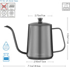 Easyworkz Gage Gooseneck Pour Over Coffee Kettle 20 oz Stainless Steel Hand Drip Coffee Pot with Long Narrow Spout