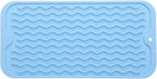 Silicone Dish Drying Mat for Multiple Usage,Easy clean,Eco-friendly,Heat-resistant Silicone Mat for Kitchen Counter or Sink,Refrigerator or Drawer Liner Light Blue S 12 inches x 6 inches