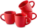 Hasense Espresso Cups Set of 4 Perfect for Demitasse, Cappuccino, Tea Bag and Juice, 5 Ounce Ceramic Stackable Mini Coffee Mugs Suit for Espresso Machine and Coffee Maker, Red