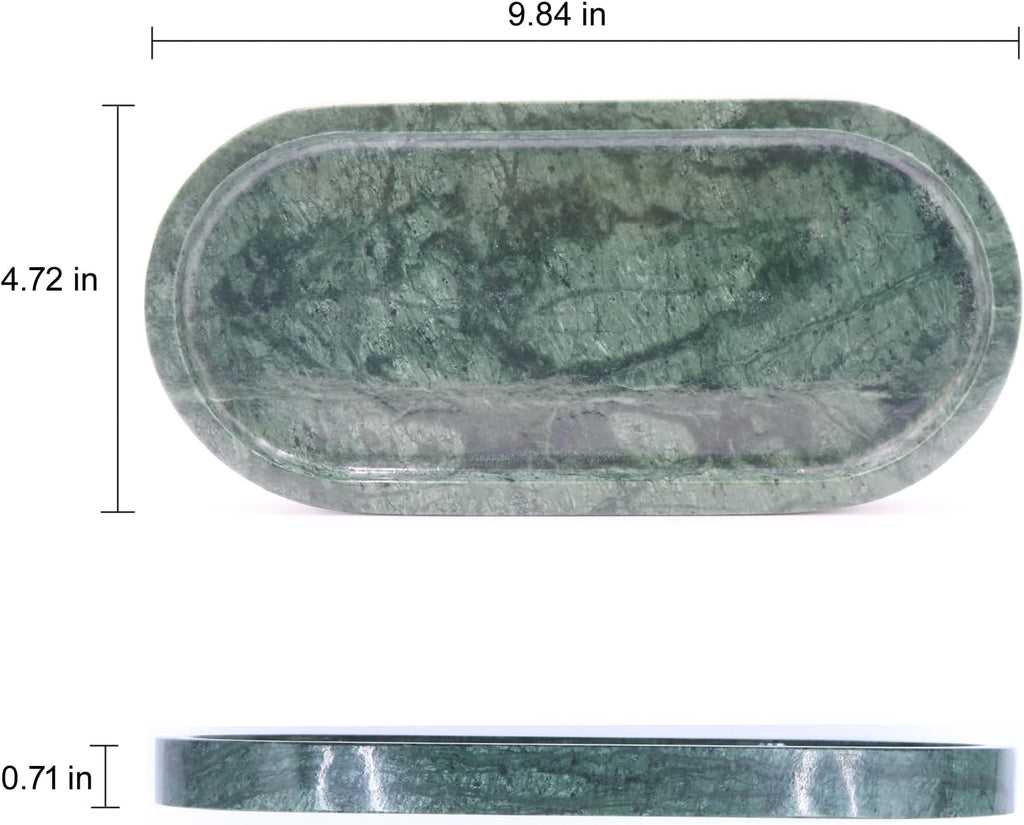 Natural Marble Tray, Oval Vanity Decorative Tray for Bathroom Counter, Countertop Stone Organizer, Catchall Tray for Kitchen, Perfume, Candles, Jewelry Dish Decorative Tray