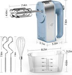 Hand Mixer Electric, 450W Kitchen Mixers with Scale Cup Storage Case, Turbo Boost/Self-Control Speed + 5 Speed + Eject Button + 5 Stainless Steel Accessories, For Easy Whipping Dough,Cream,Cake
