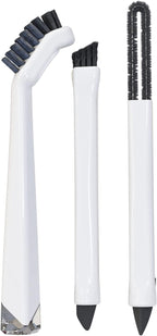 Small Cleaning Brush Set 3pcs—Crevice Brushes for Cleaning—Scrub Brushes Set with Silicone Tipped Scrub Brush—Stiff Handle Miniature Cleaning Brush for Kitchen Uensils, Tight Spaces, Tub, Shower
