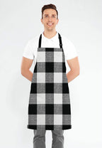 Black and White Buffalo Plaids Bib Apron with Adjustable Neck for Men Women,Suitable for Home Kitchen Cooking Waitress Chef Grill Bistro Baking BBQ Cobbler Apron
