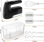 CBQ Hand Mixer Electric, 5-Speed 400W Powerful Motor, Hand Mixer Electric Handheld with Storage Case, Turbo Boost and 5x Accessories, Flat Beaters, Dough Hooks, Whisk (Black)