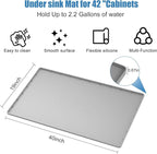 Under Sink Mat for Kitchen Waterproof, 40" x 19" Silicone Under Sink Liner Kitchen & Bathroom Cabinet Protector Mats, Heavy Duty Flexible Under Sink Drip Tray with Lip, Cool Grey