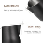 MHW-3BOMBER Milk Frothing Pitcher 450ml/15.2oz Milk Frother Cup Espresso Steaming Pitcher Stainless Steel Milk Frother Cup Barista Latte Art Black Gold - P6016S