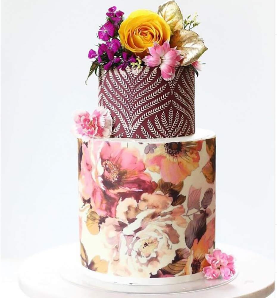 RAYNAG 6 Pieces Cake Stencils Baking Templates Cookie Fondant Cupcake Embossing Mesh Stencil Dessert Decorating Molds, Spray Cake Painting Stencils