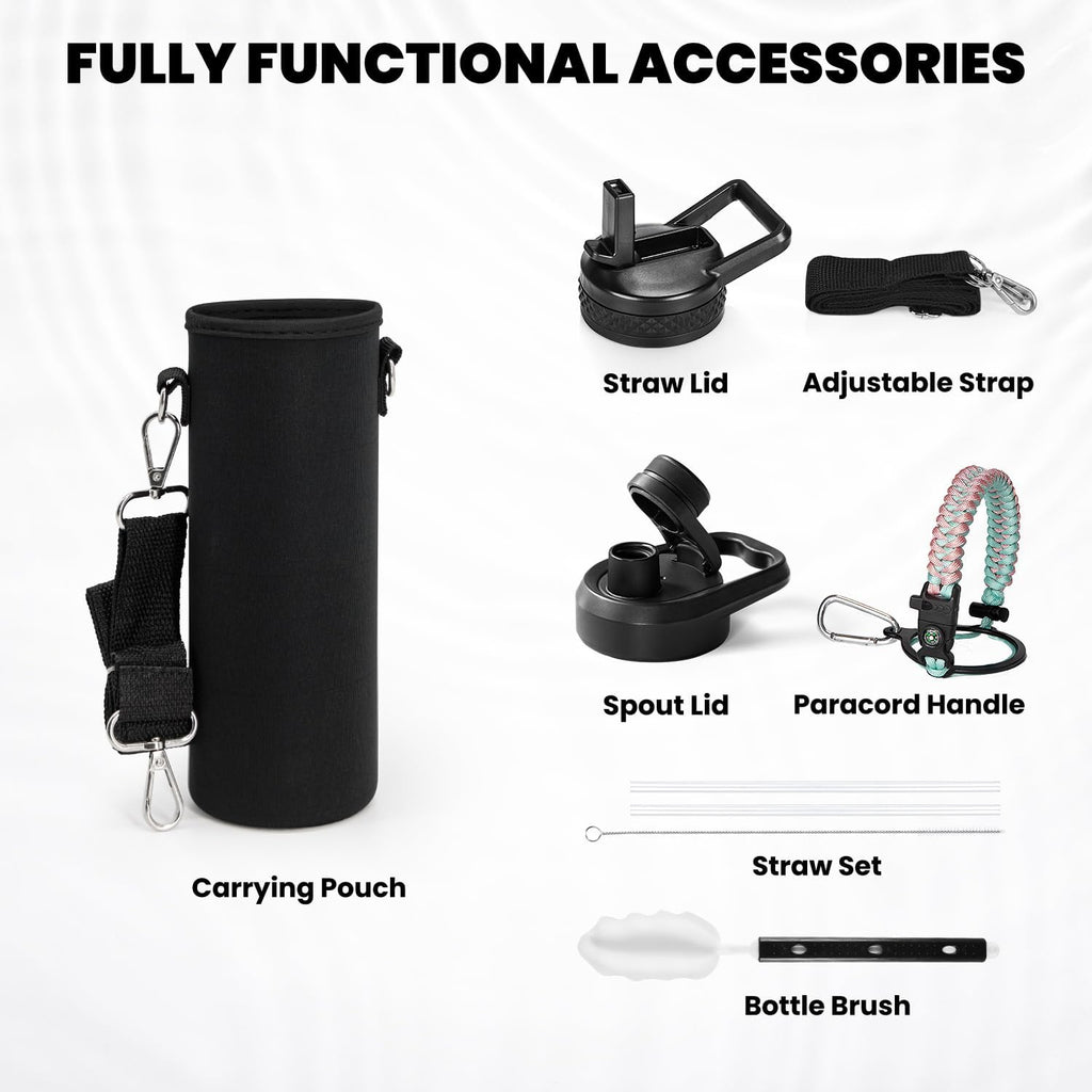 Insulated Water Bottle 20 oz, Triple Wall Vacuum Stainless Steel (Cold for 48 Hrs), Leak Proof & Non-BPA, Kids Water Bottle Jug for School with Straw Spout Lids, Hydrangea