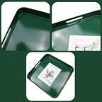 Green Square Decorative Tray with Handles, 13"*13" Versatile Serving Tray for Coffee Table, Ottoman, Ideal for Serving, Displaying, Organizing