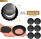 6 Pack Mini Tart Pans 4 Inch with Removable Bottom Round Non-stick Deep Quiche Pan, Heavy Duty Fluted Side for Pies, Egg Tart Molds for Baking, Mousse Cakes, Fruit and Desserts (4 Inch 6pcs)