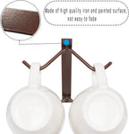 Cabinet Hook Mug Holder - Hanging Coffee Cup Rack for Kitchen, Under Cabinets Metal Hangers Organizer Shelf Storage Utensil (Brown)