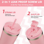 BJPKPK 22oz Tumbler With lid And Straw Stainless Steel Travel Coffee Mug Insulated Tumblers Cups,Light Pink