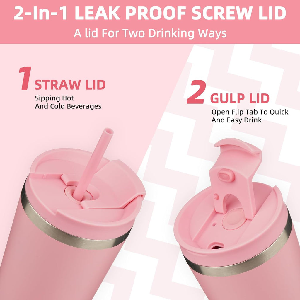 BJPKPK 18oz Tumbler With lid And Straw Stainless Steel Travel Coffee Mug Insulated Tumblers Cups,Light Pink