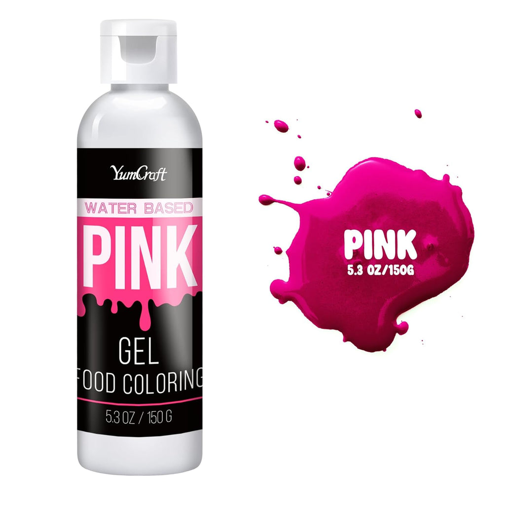 Food Coloring Gel - Vibrant Color Gel Food Coloring for Cake Decorating, Baking, Easter Egg, Icing - Tasteless Food Color Dye for Fondant, Cooking, Slime, Airbrush (Pink, 5.3oz)