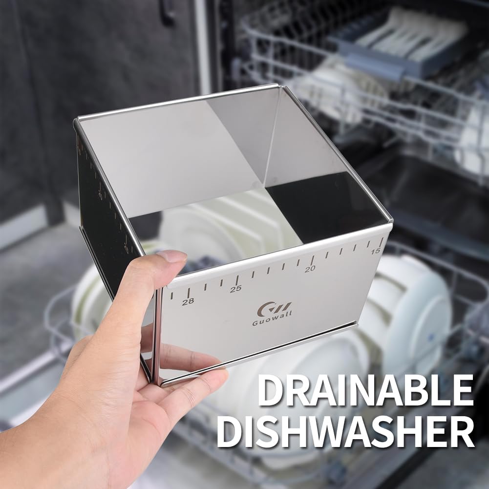 Guowall Adjustable Cake Ring Extensible Rectangle Ring Mold Detachable Stainless Steel Square Shaped Cake Cutter, Nonstick DIY Baking - 5.9 x 5.9 in (15 x 15 cm)