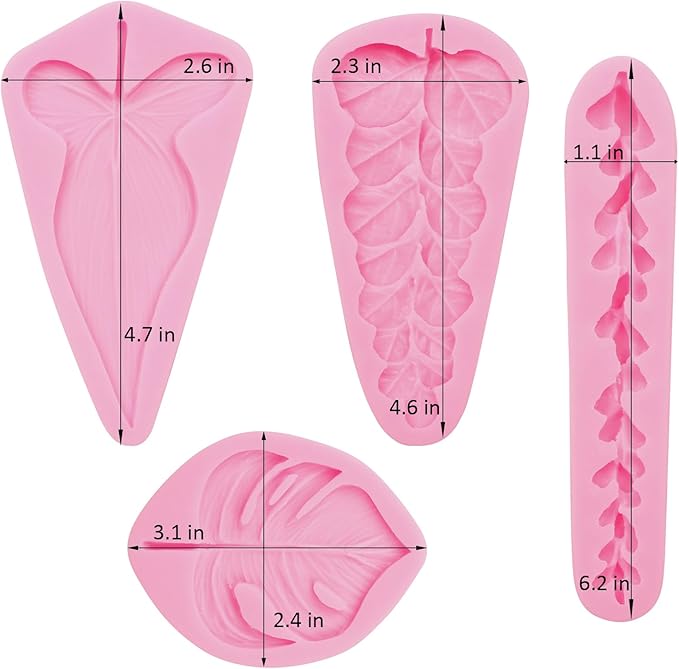 Tropical Leaf Silicone Molds, Succulents Trailing Leaves Chocolate Molds, Hawaii Theme Fondant Baking for Cake Decoration Cupcake Topper Candy Sugar Craft Gum Paste Clay Resin (LC74)