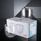 8oz Glass Coffee Mugs Set of 2, Double Walled Espresso Cups for Latte Cappuccino Cocoa Milk Cafe Juice, Clear Glass Tea Cup Set Glassware Gift for Christmas Birthday