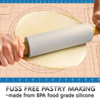Silicone Pastry Baking Mat Non Stick-Large Rolling Dough with Measurements-Non Slip Pizza,Fondant,Pie,Cake Baking Mat - 26 x 16 Inch By Cook Time(Blue)