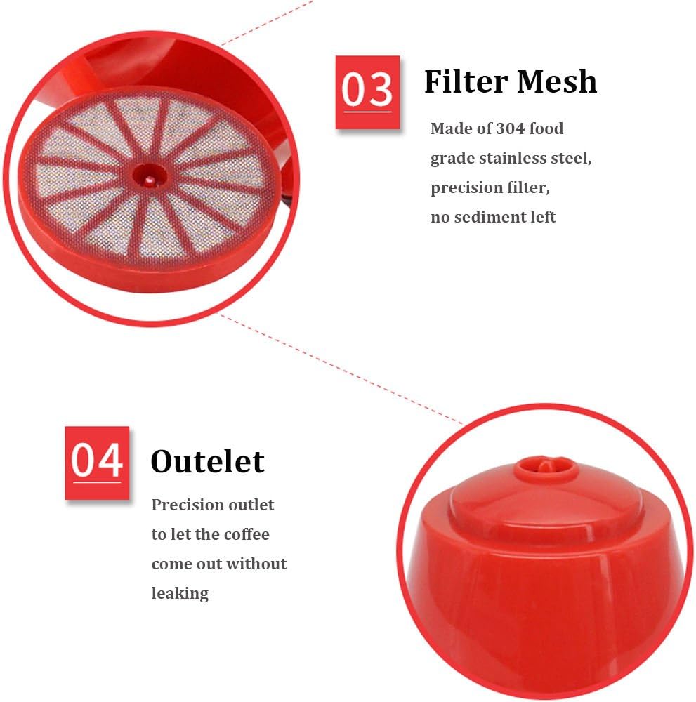BRBHOM Colorful Dol*e Gu*to Refillable Capsules Pods,6 Refillable Coffee Capsule Reusable Coffee Filter Compatiable with Dol*e G*sto(6 Pcs colorful）