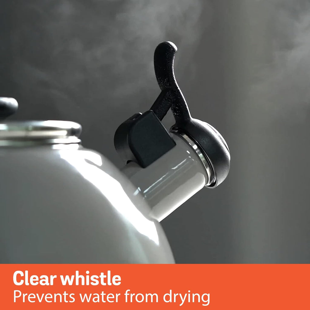 Circulon Enamel on Steel Whistling Teakettle/Teapot With Flip-Up Spout, 2 Quart - Gray