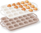 Vinino 2Pack Mini Silicone Muffin Pans for Baking with Metal Reinforced Frame, 24 Cups Mini Size Nonstick Cupcake Pan, BPA Free Oven Dishwasher Safe Baking Mold for Muffins Cupcakes