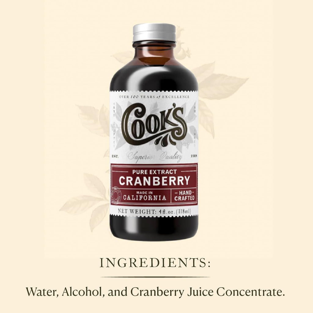 Cook's, Cranberry Extract for Breads, Muffins, Jellies, Jams, Sauces, Beverages, 4 oz