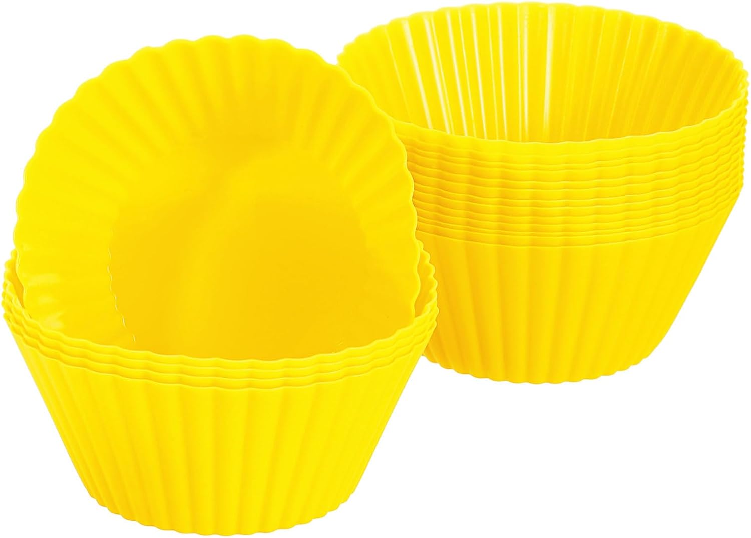 uxcell 18Pcs Silicone Cupcake Liners, Non-Stick Baking Cups, for Cooking Eggs, Baking Muffins and Make a Cake(Yellow)