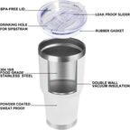 DOMICARE 30 oz Tumbler with Lid and Straw, Stainless Steel Tumblers Bulk, Insulated Vacuum Double Wall Travel Coffee Mug, Durable Powder Coated Tumbler Cups (White, 8)