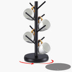 Mug Holder Tree,New Upgraded 360° Rotated 8 Hooks Coffee Cup Holder for Counter,Sustainable Wood Mug Rack Standing for Coffee Bar Accessories and Kitchen Home Organizer(Black)