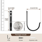 Wall Hooks for Hanging Towel/Coat - 22LB Screw in Metal Hanger Wall Mount, for Outdoor, Closet, Door, Bathrooms, for Backpack, Robe, Black 5 Pack