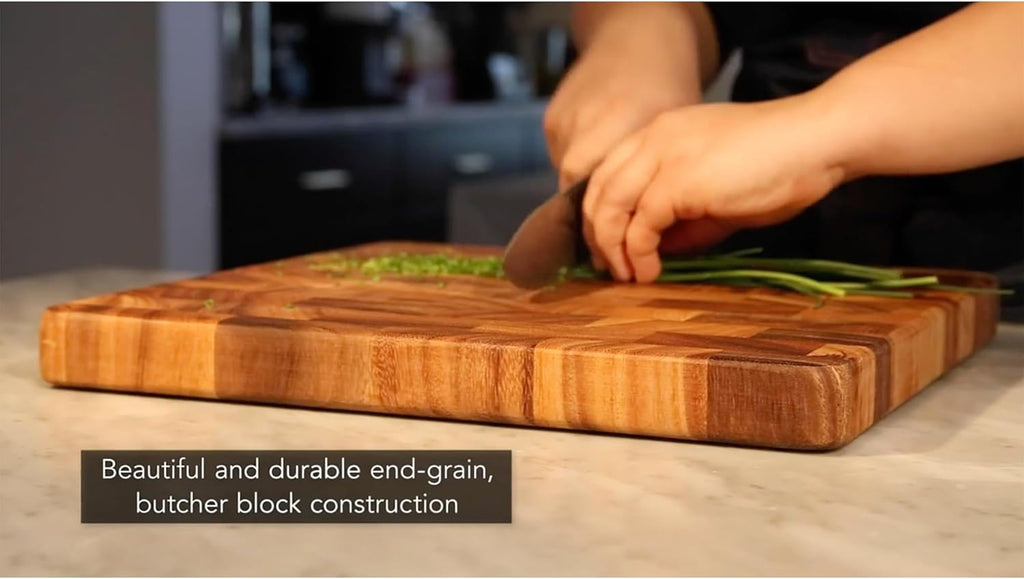 Ironwood Gourmet 28218 Square Charleston End Grain Chef's Board , Acacia Wood 14" Square