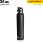 RTIC 26oz Journey Bottle Metal Stainless Steel Vacuum Insulated, BPA Free, Reusable, for Water, Hot and Cold Drinks, Travel, Sports, Camping, Black