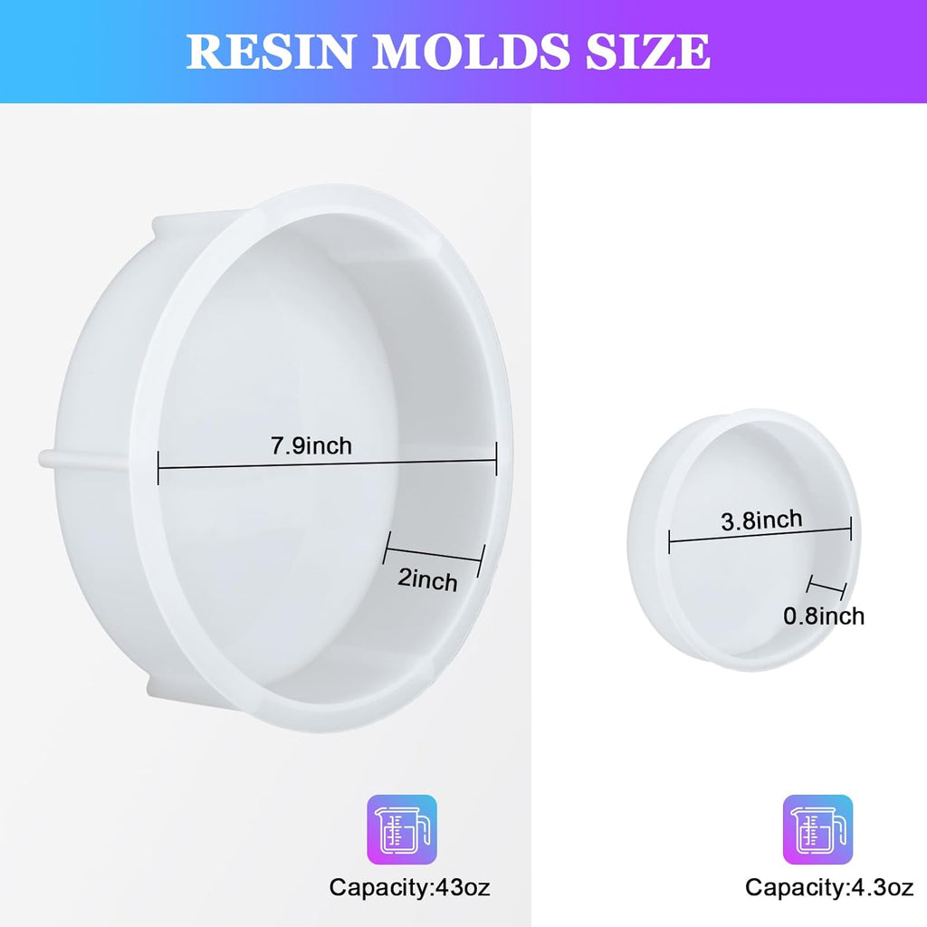 KISREL Large Round Resin Molds, Epoxy Resin Deep Round Casting Mold,Large Silicone Molds for Flower Preservation, Deep Pour Mold for Furniture Decoration, DIY Wedding Bouquets, Valentine's Day Gifts