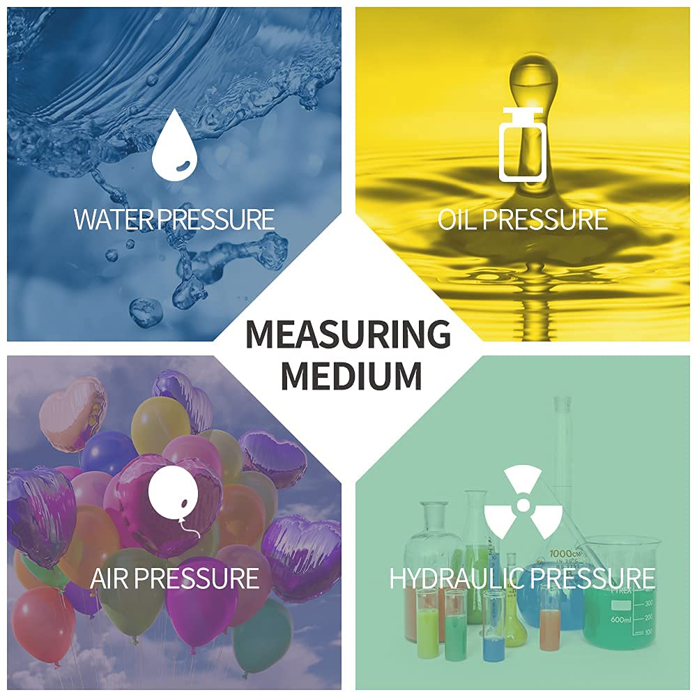 ELECALL 2-1/2” Glycerin Liquid Filled Air Pressure Gauge, 0-200Psi, 1/4” NPT Lower Mount, Stainless Steel Case, Brass Internals, Water Pressure Gauge