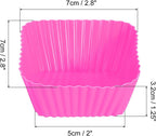 uxcell 18Pcs Silicone Cupcake Baking Cups, Silicone Muffins Liners Non-Stick Square Baking Cups, for Cooking Eggs Baking Muffins and Make a Cake(Rose Red)