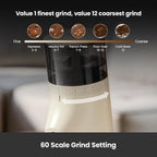 Gemilai Electric Conical Burr Coffee Grinder, Coffee Bean Grinder with Smart 60S Timer, 60 Precise Adjustable Grind Settings for Espresso, 2-12 Cup, Easy to Clean, Durable & Quiet, G9010B White