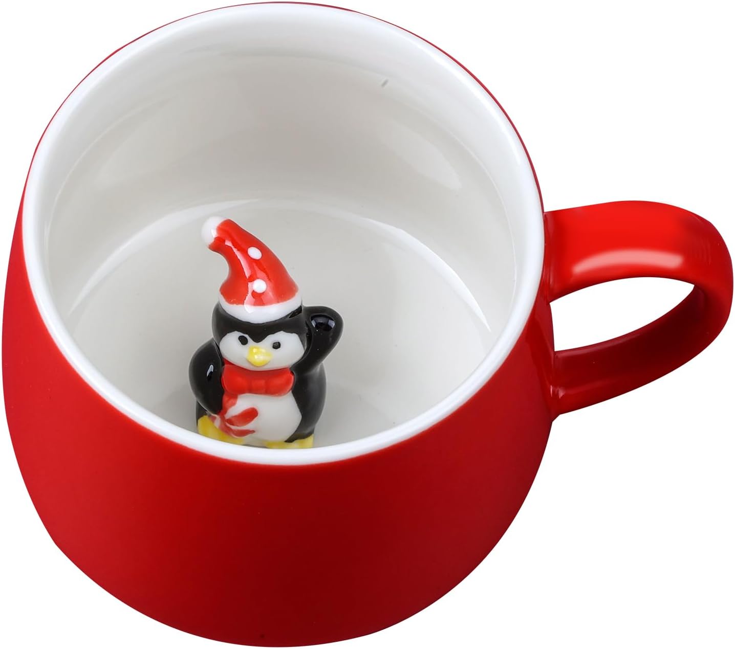 Penguin Ceramic Cup Hidden 3D Animal Inside Mug,12 oz Cute Cartoon Handmade Figurine Mugs,Christmas Birthday Surprise for Friends Family or Kids (Penguin)