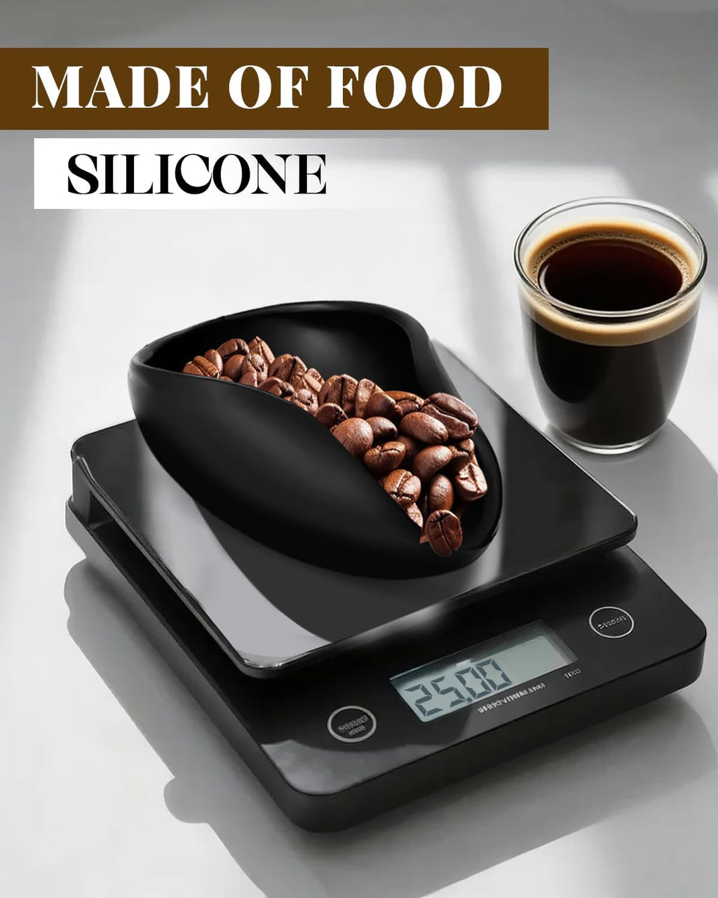 Coffee Dosing Tray, Food Grade Silicone Coffee Bean Dosing Cup for Barista Tool for Home, kitchen - Black