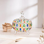 MAGCOLOR Elegant-Hand Painted Colorful Large Crystal Glass Candy Box,Christmas Candy jars with Lid,Storage Jewelry Jar,Candy dish covered,Great Gift for Family Friends-24 oz-Cute Candy servers.
