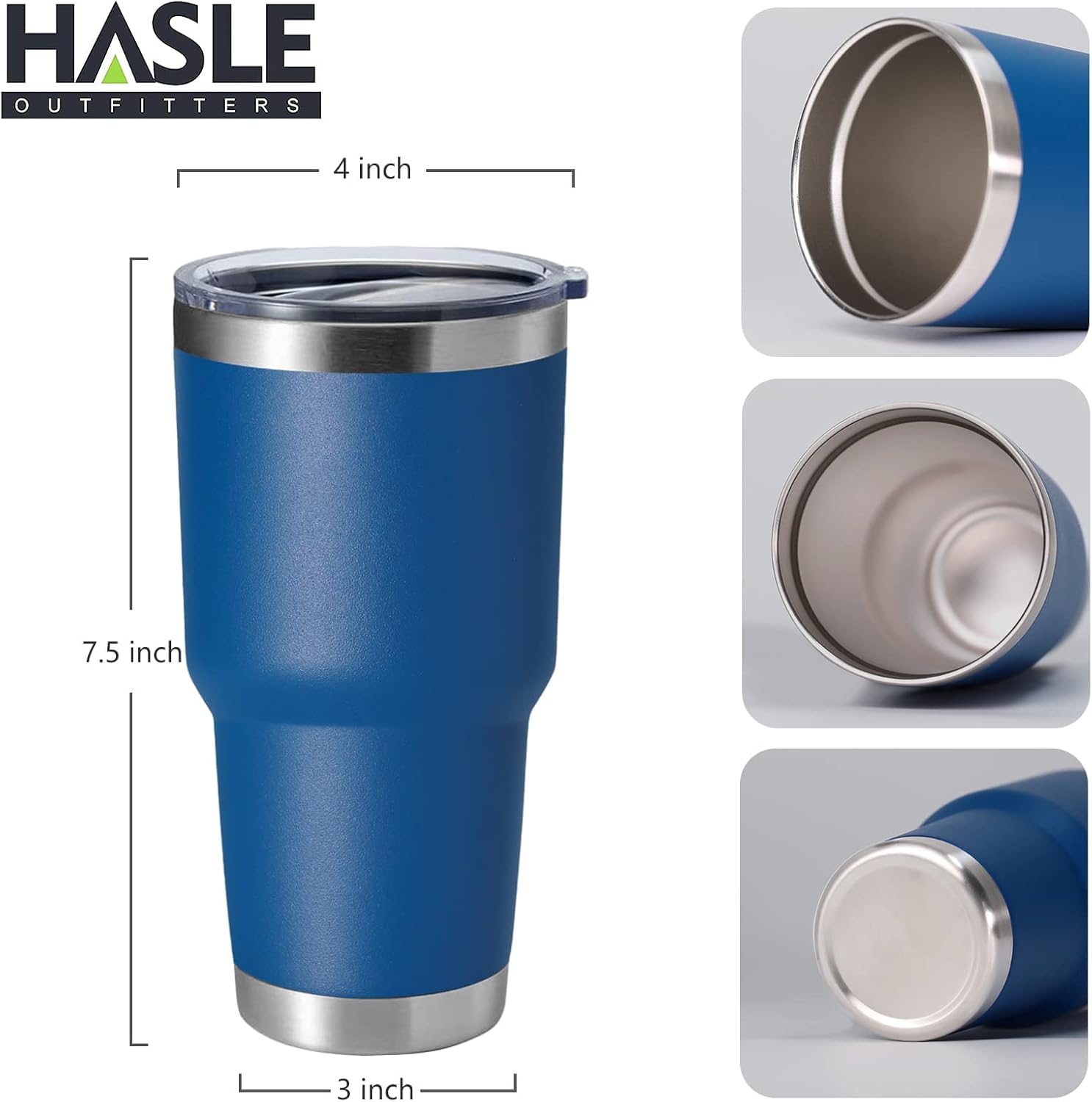 HASLE OUTFITTERS 30oz Stainless Steel Tumbler, Double Wall Vacuum Insulated Travel Mug Tumbler, Durable Insulated Coffee Mug, Gift Box Set (Midnight Blue, 8)
