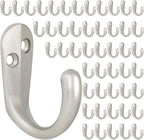 IBosins 50PCS Coat Hooks Wall Mounted Single Prong Robe Hook for Hanging Towel Hooks with 100 Screws for Cup, Mug, Bags, Hat, Cap, Scarf, Pet leashes