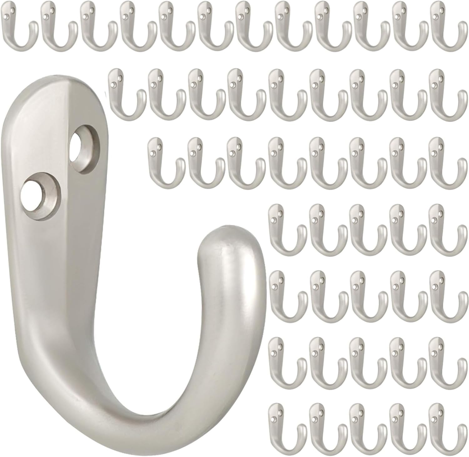 IBosins 50PCS Coat Hooks Wall Mounted Single Prong Robe Hook for Hanging Towel Hooks with 100 Screws for Cup, Mug, Bags, Hat, Cap, Scarf, Pet leashes